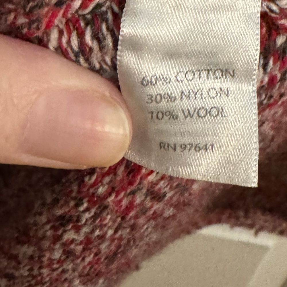 Pure J. Jill Wool Blend Cowl Sweater Oversized Marled Burgundy Red Size XL - Picture 6 of 7